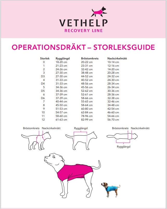 VetHelp Recovery Suit mörkrosa /stl 1