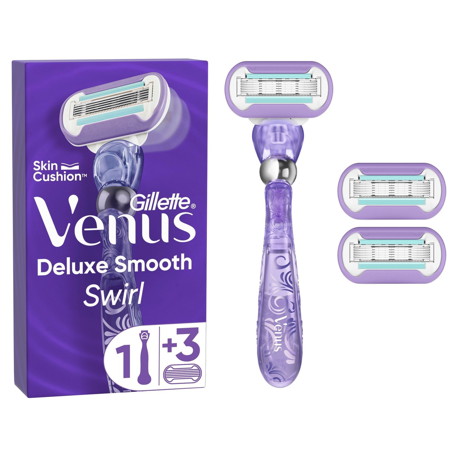 Gillette Venus Deluxe Smooth Swirl Rakhyvel & 3 rakblad