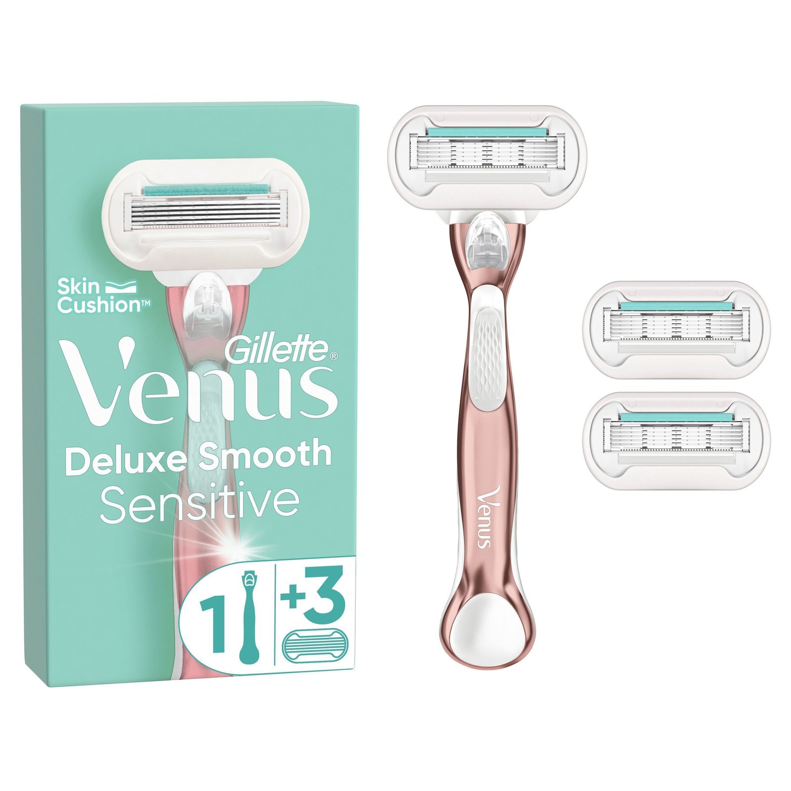 Gilette Venus Deluxe Smooth Sensitive RoseGold Rakhyvel & 3 rakblad