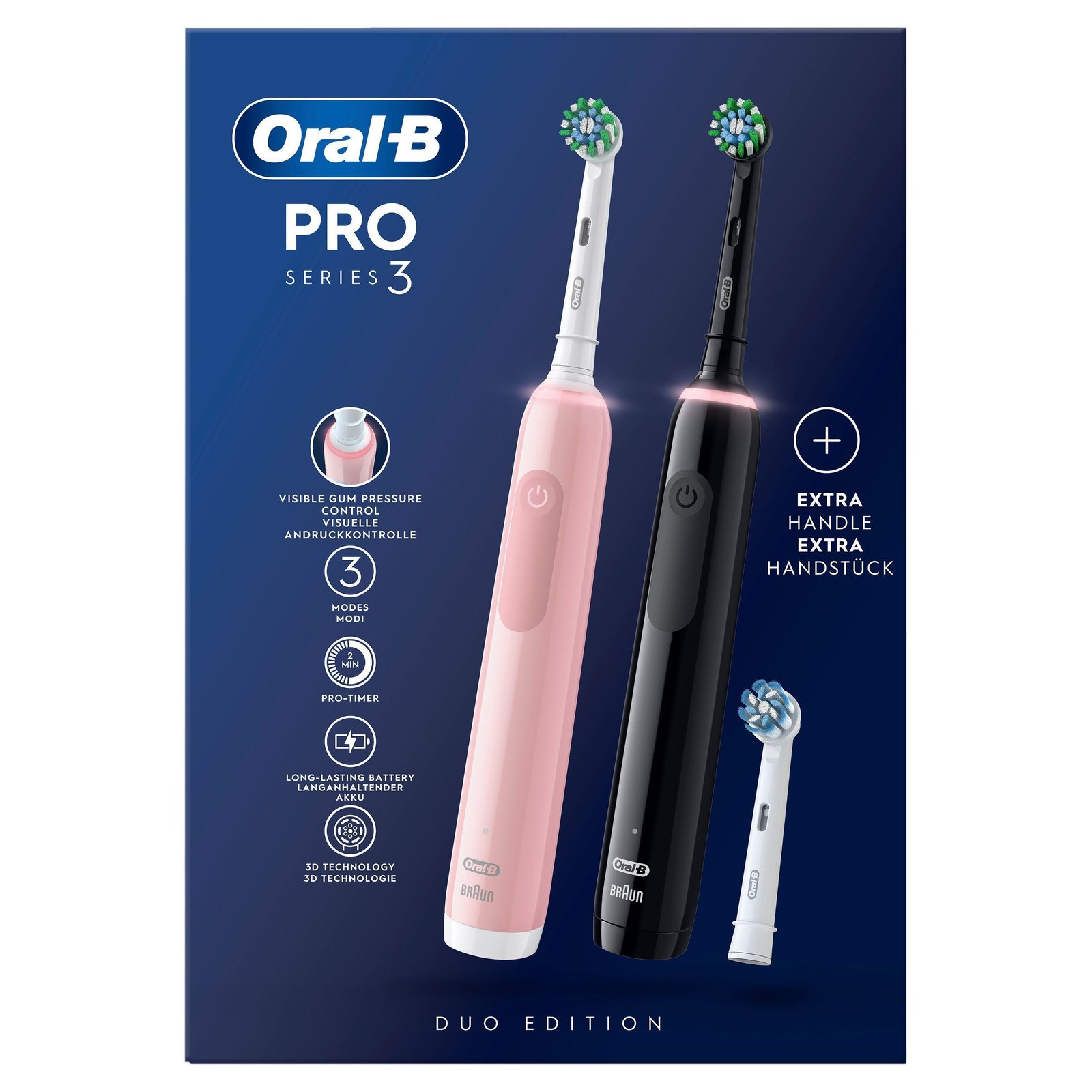 Oral-B Pro 3 Duopack, 2 eltandborstar, 3 huvuden
