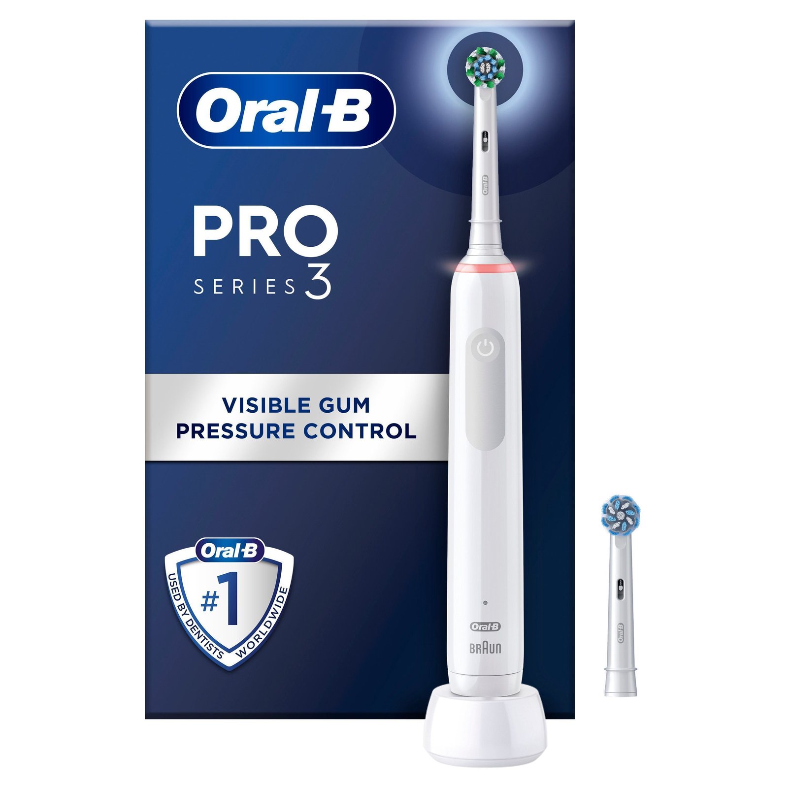 Oral-B Pro 3 Vit eltandborste, 2 Cross-Action