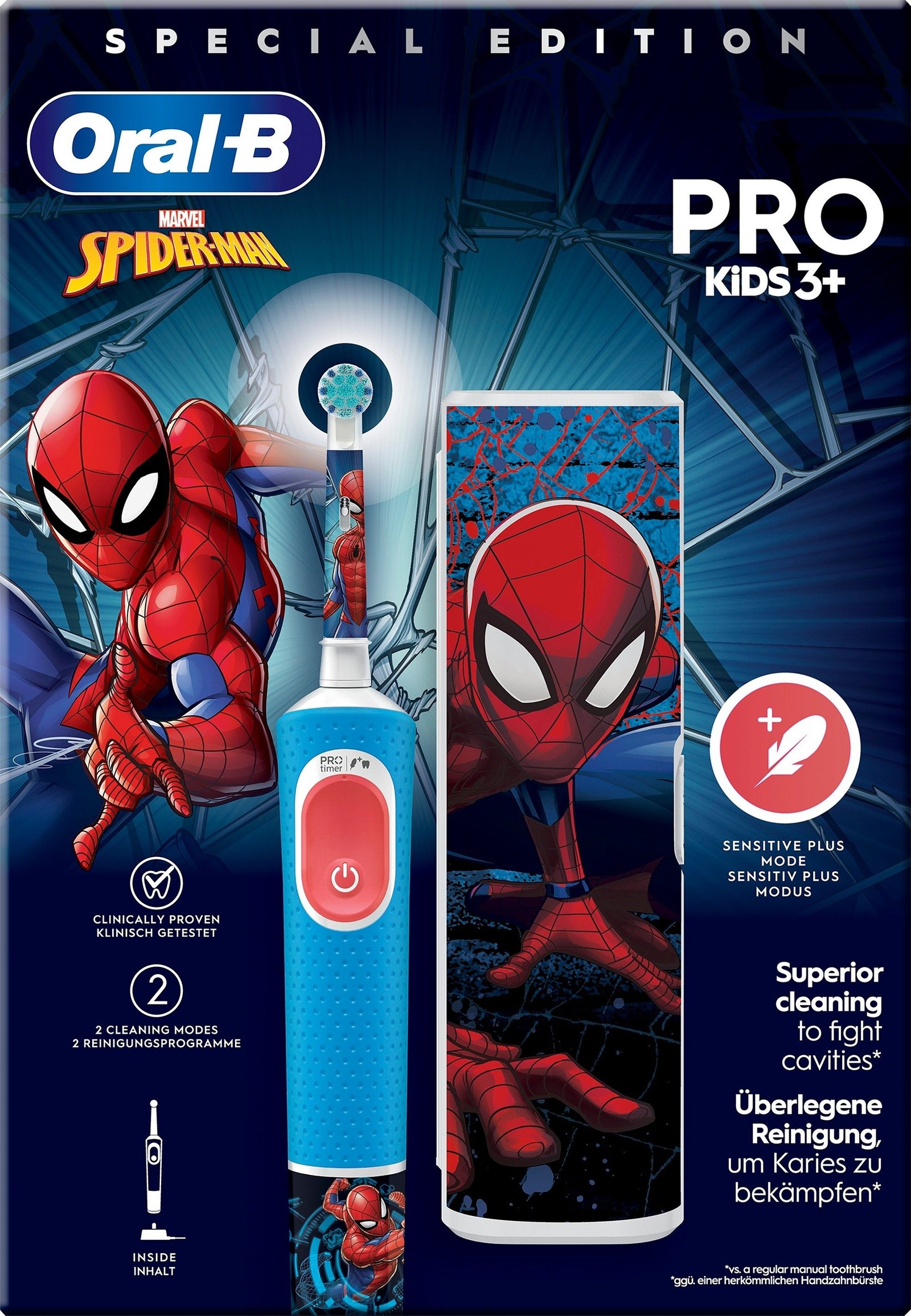 Oral-B Pro Kids Spider-Man Eltandborste +3 år & Resefodral 1 st