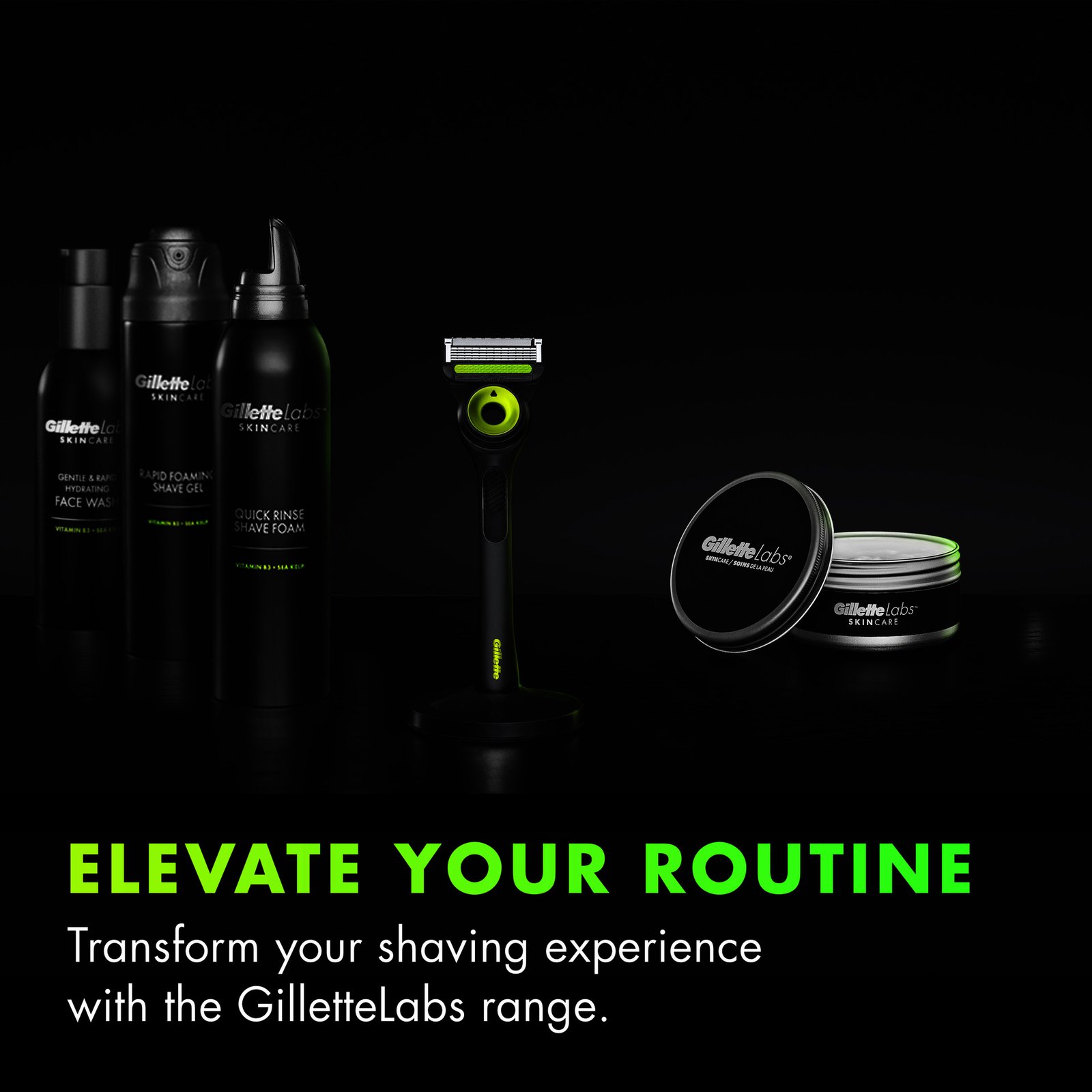 Gillette Labs rakhyvel med Exfoliating Bar, 2 rakblad