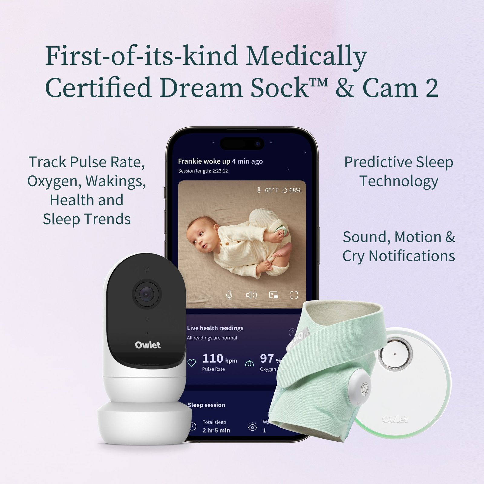 Owlet Dream Sock™ Mint + Owlet Cam 2