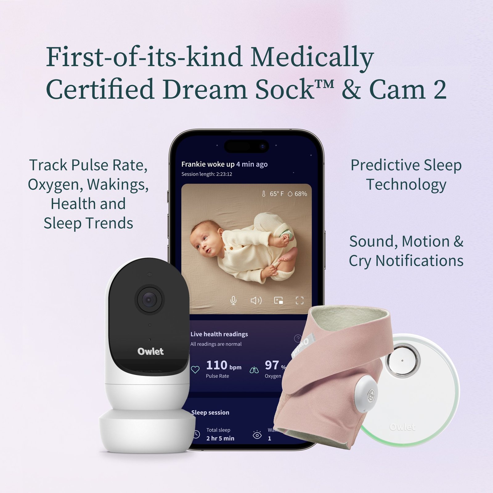 Owlet Dream Sock™ Dusty Rose + Owlet Cam 2