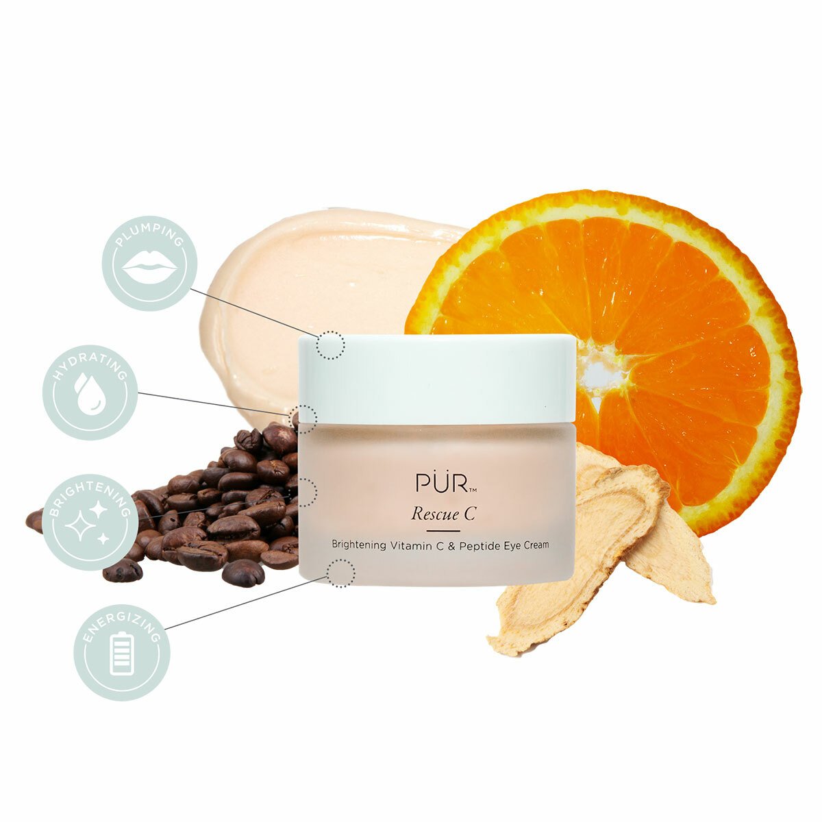 PÜR Rescue C Brightening Vitamin C & Peptide Eye Cream 15ml