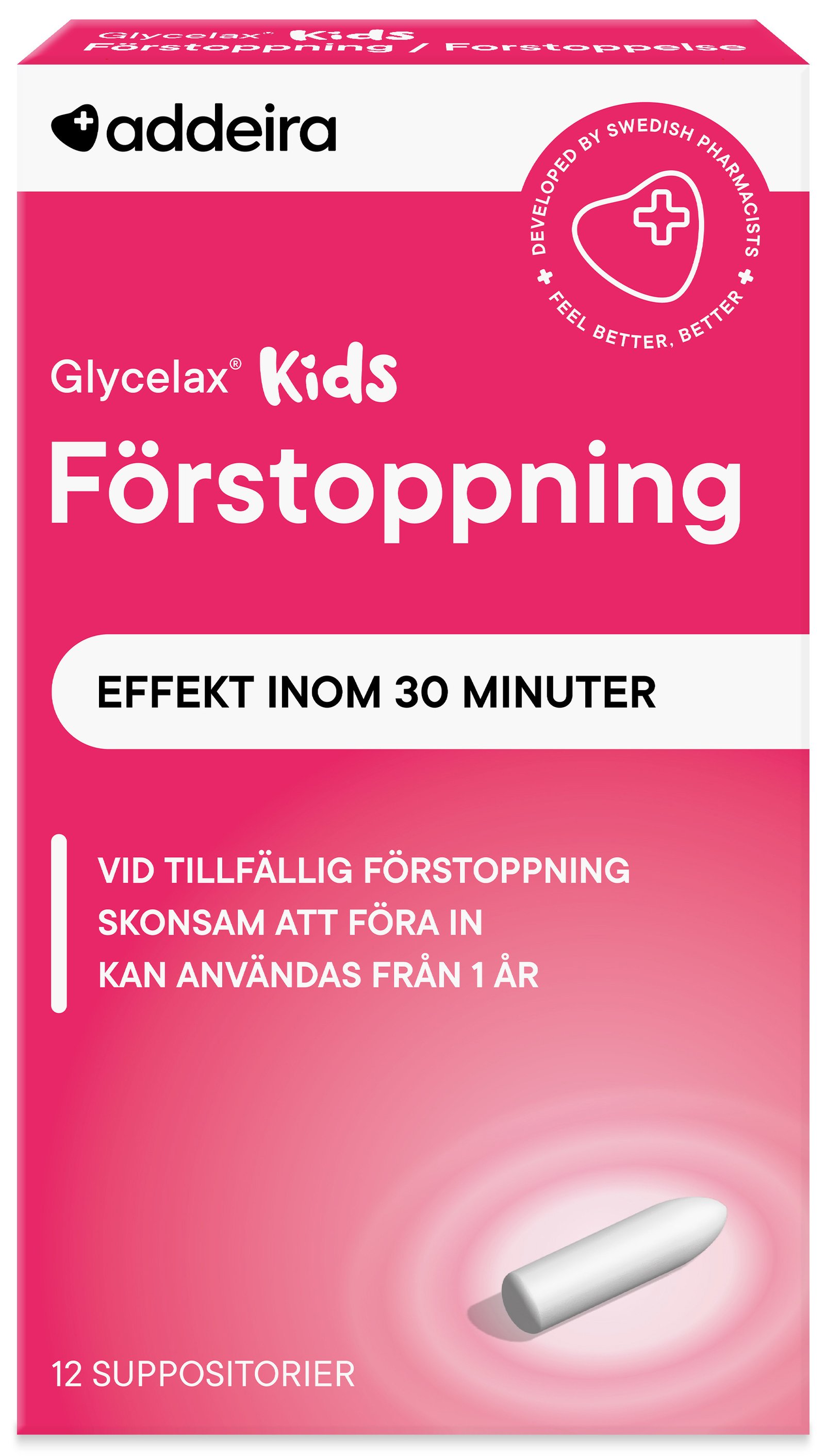 addeira Glycelax Kids Förstoppning 12 suppositorium