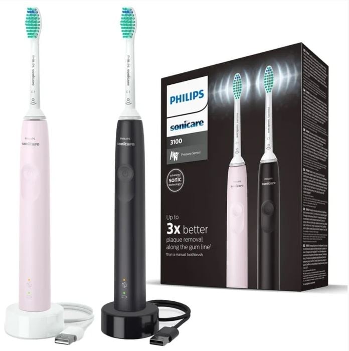 Philips Sonicare ProtectiveClean 3100 Series HX3675/15 Eltandborste Ljusrosa & Svart 2 st