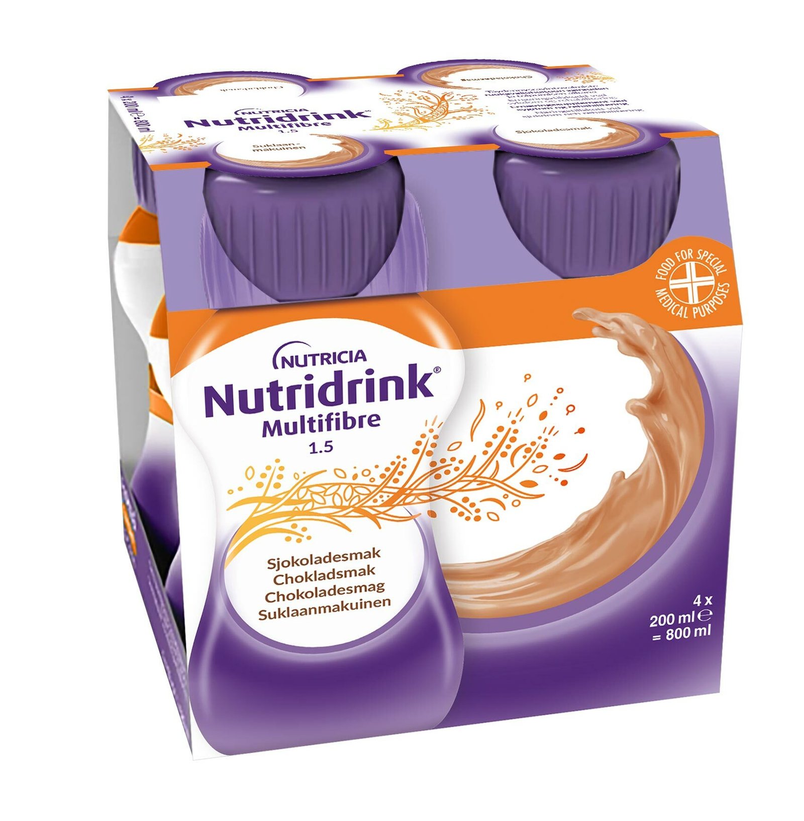 Nutridrink Multifibre Chokladsmak 4 x 200 ml