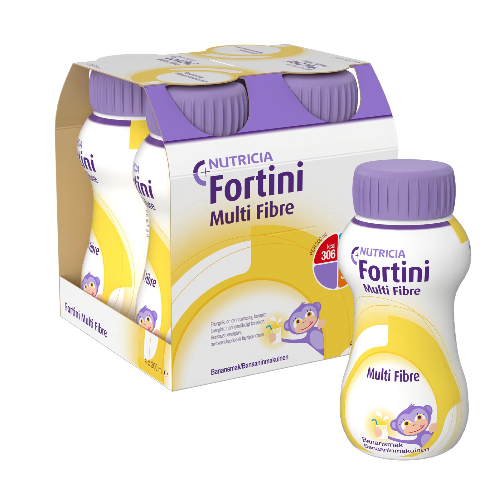 Nutricia Fortini Multi Fibre Banan Näringsdryck för barn 4 x 200 ml