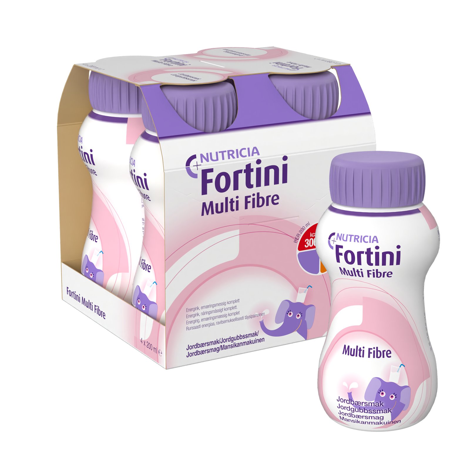 Nutricia Fortini Multi Fibre Jordgubb Näringsdryck för barn 4 x 200 ml