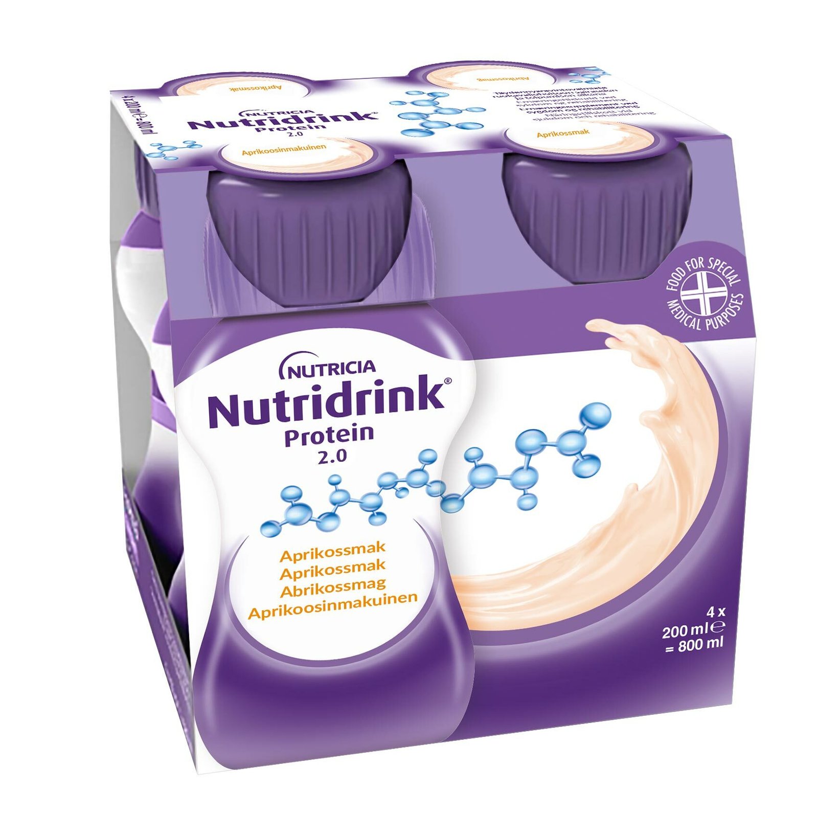 Nutridrink Protein 2.0 Aprikossmak 4 x 200 ml