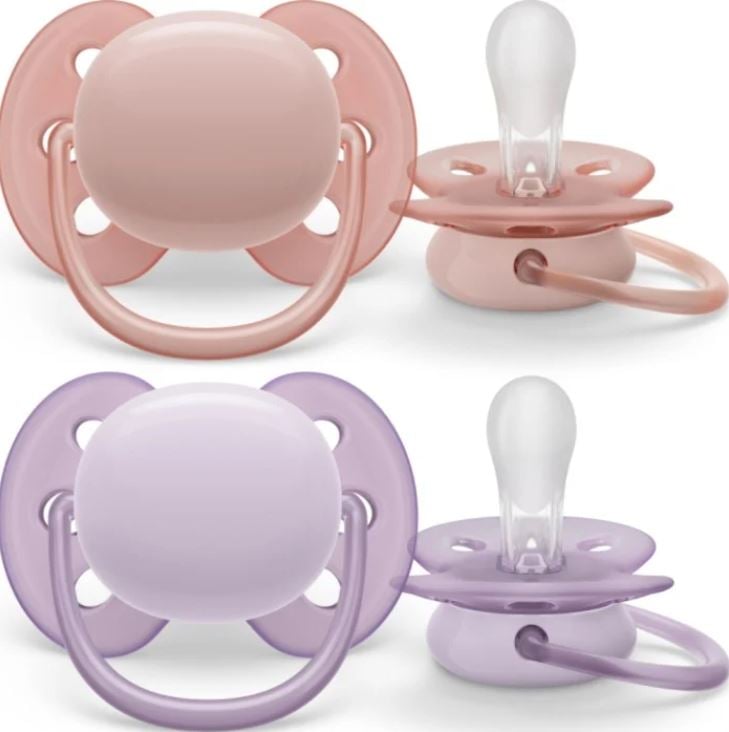 Philips Avent Ultra Soft Napp 0-6 Månader Rosa/Lila 2 st