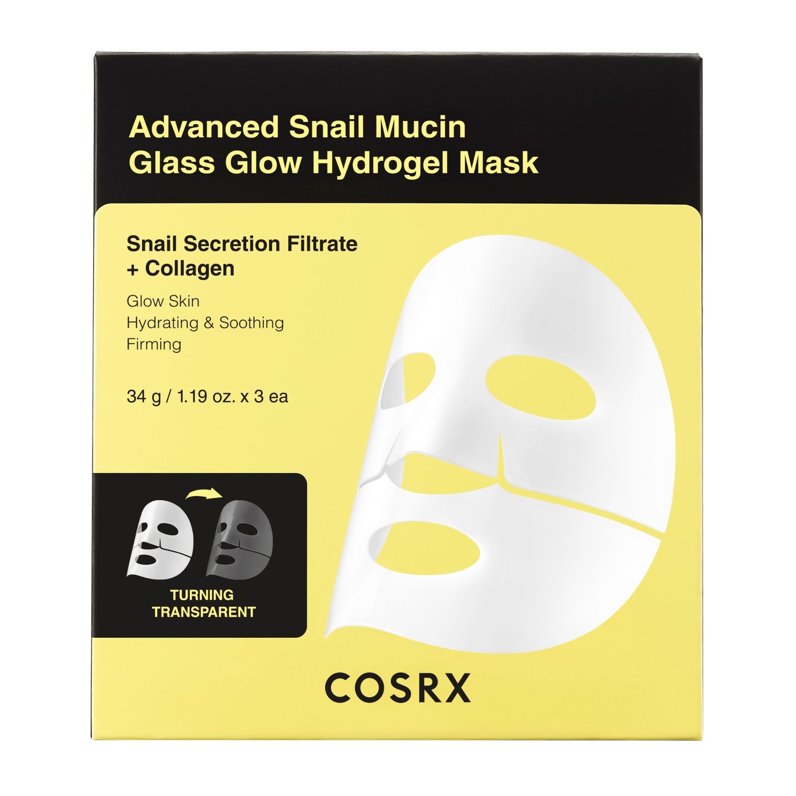 COSRX Advanced Snail Mucin Glass Glow Hydrogel Mask 34 g x 3 st