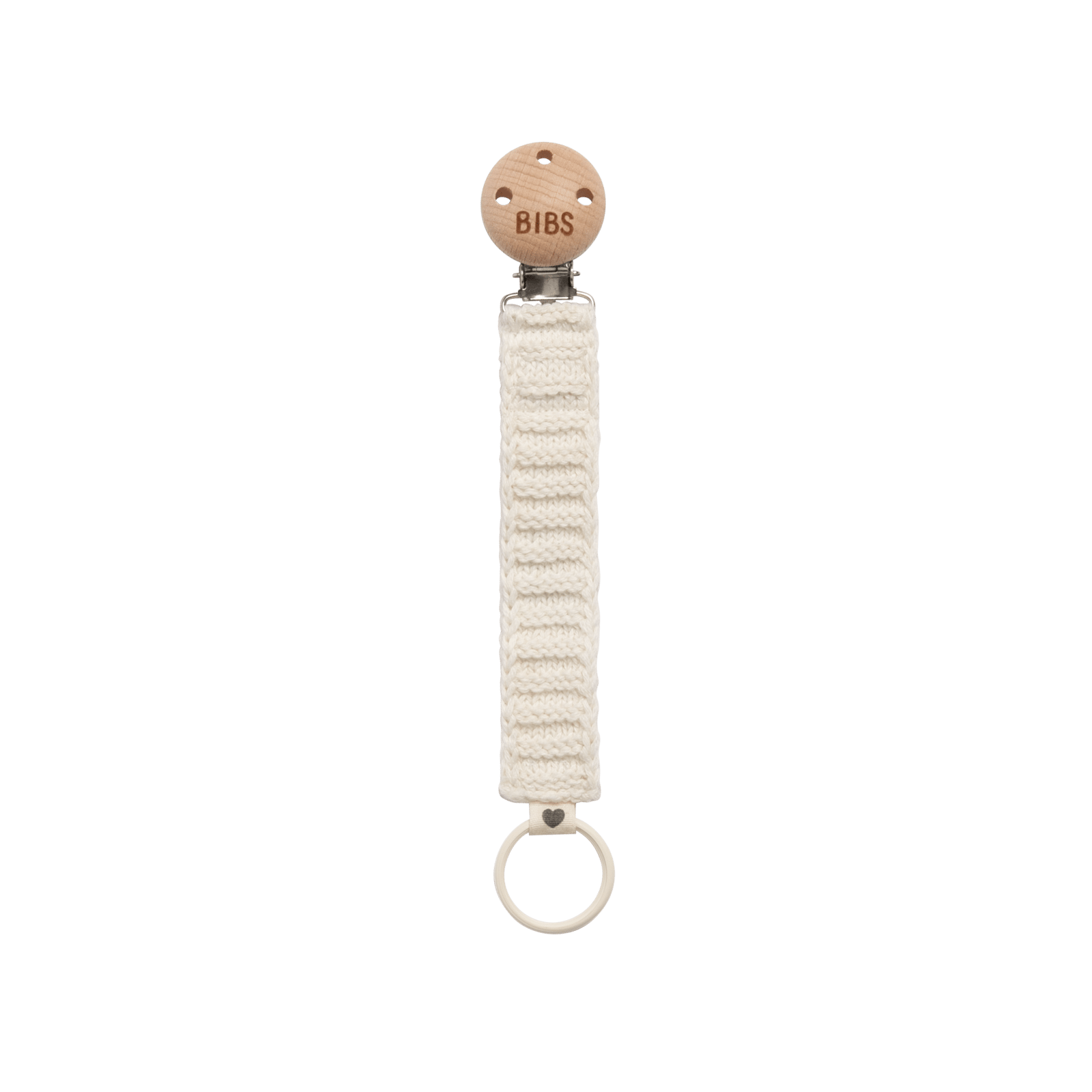 BIBS Pacifier Clip Knitted Ivory 1 st