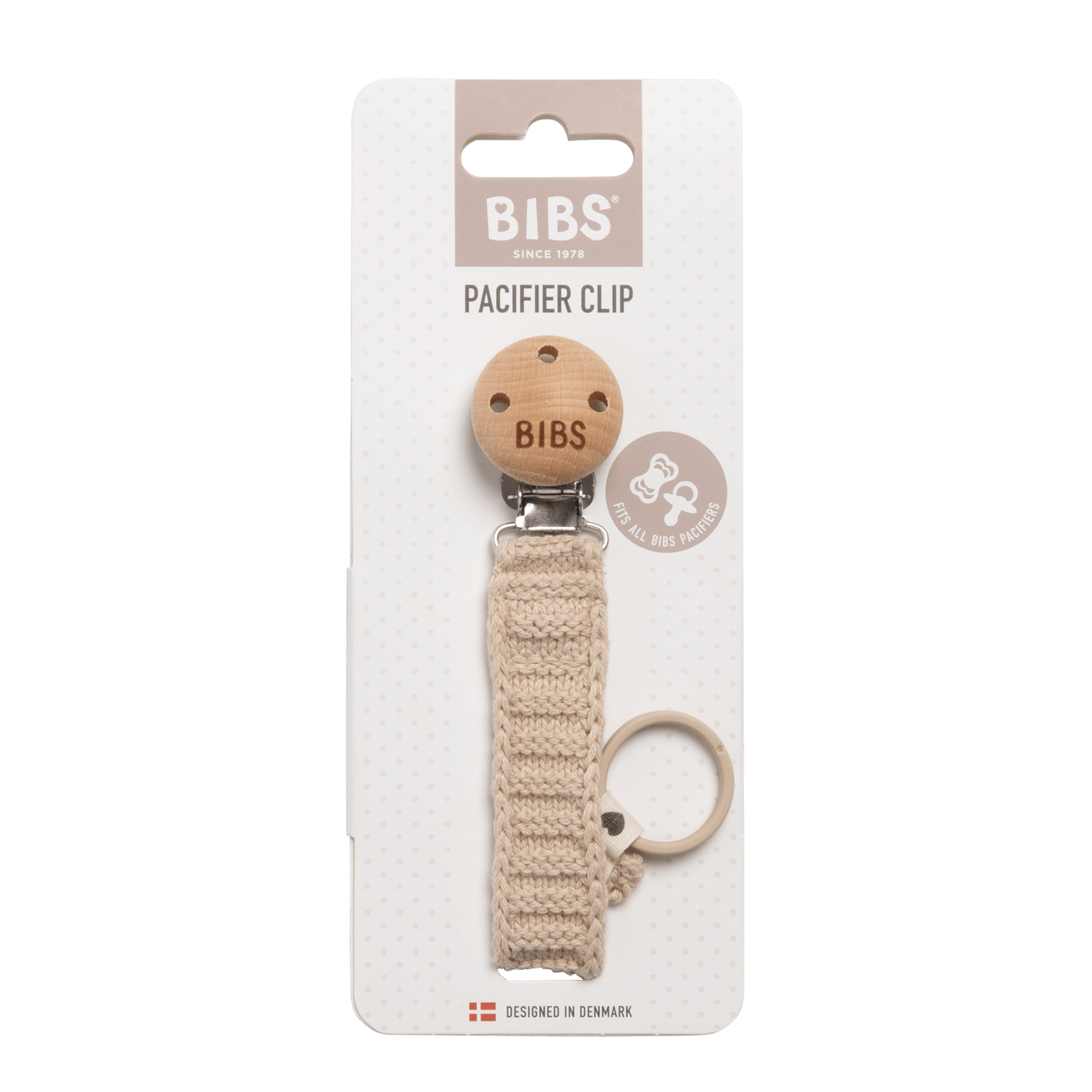 BIBS Pacifier Clip Knitted Vanilla 1 st