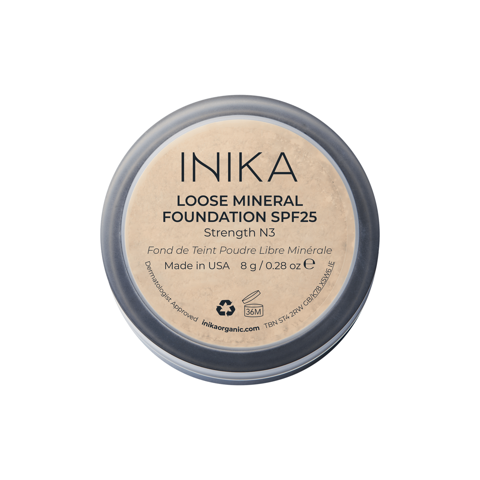 INIKA Organic Loose Mineral Foundation SPF25 Strength 8g