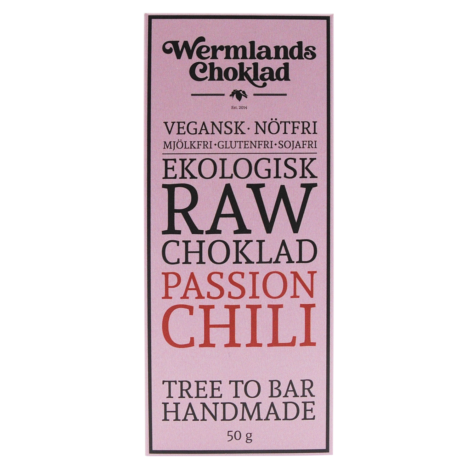 Wermlands Choklad Rawchoklad Passion & Chili 50 g
