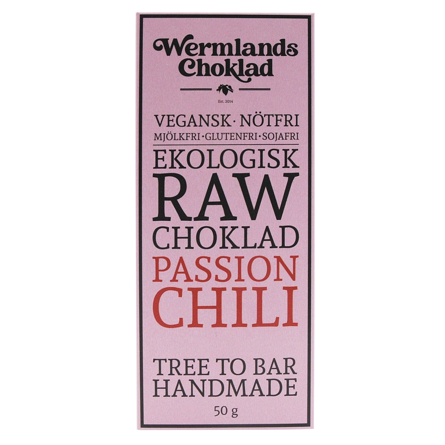 Wermlands Choklad Rawchoklad Passion & Chili 50 g