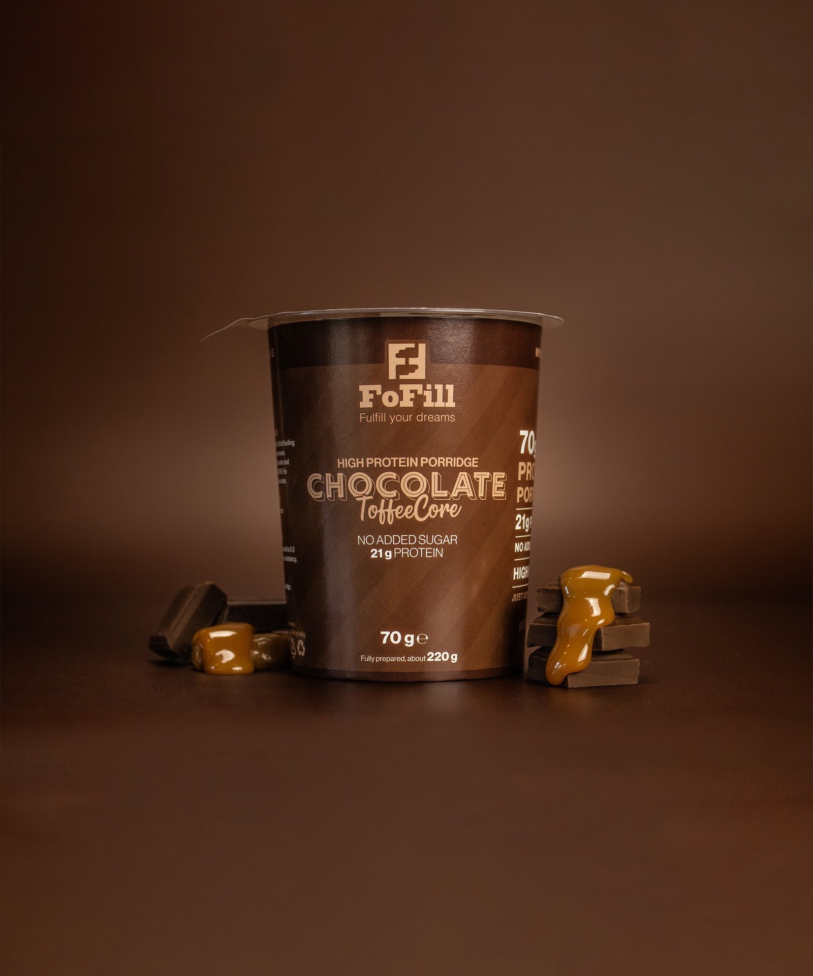FoFill Chocolate ToffeeCore Proteingröt 70g