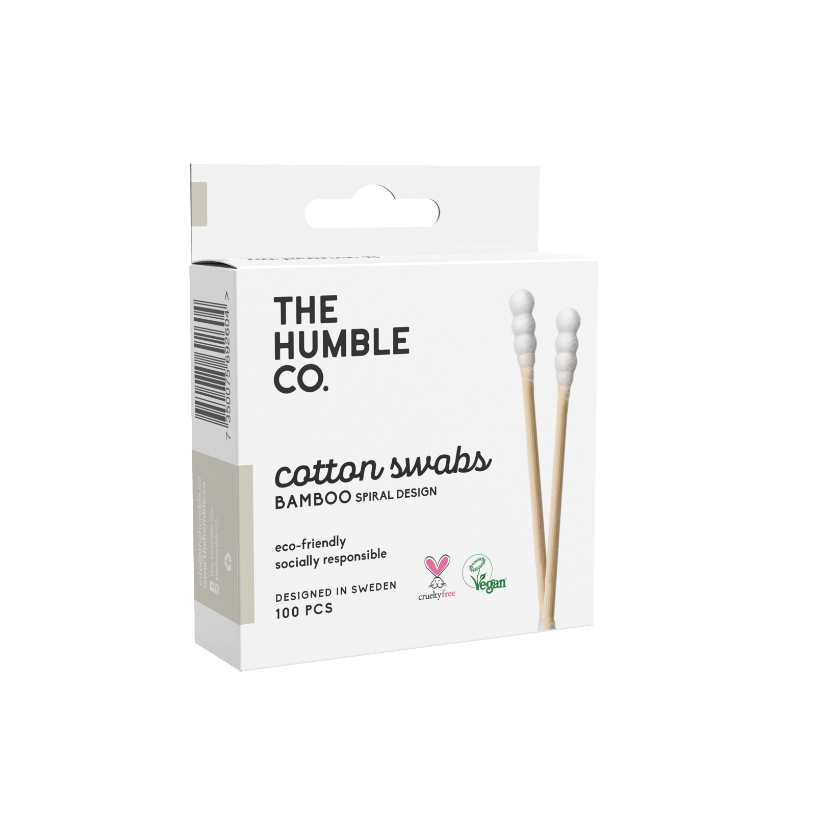The Humble Co. Bomullspinnar Bambu Spiral Vit 100 st