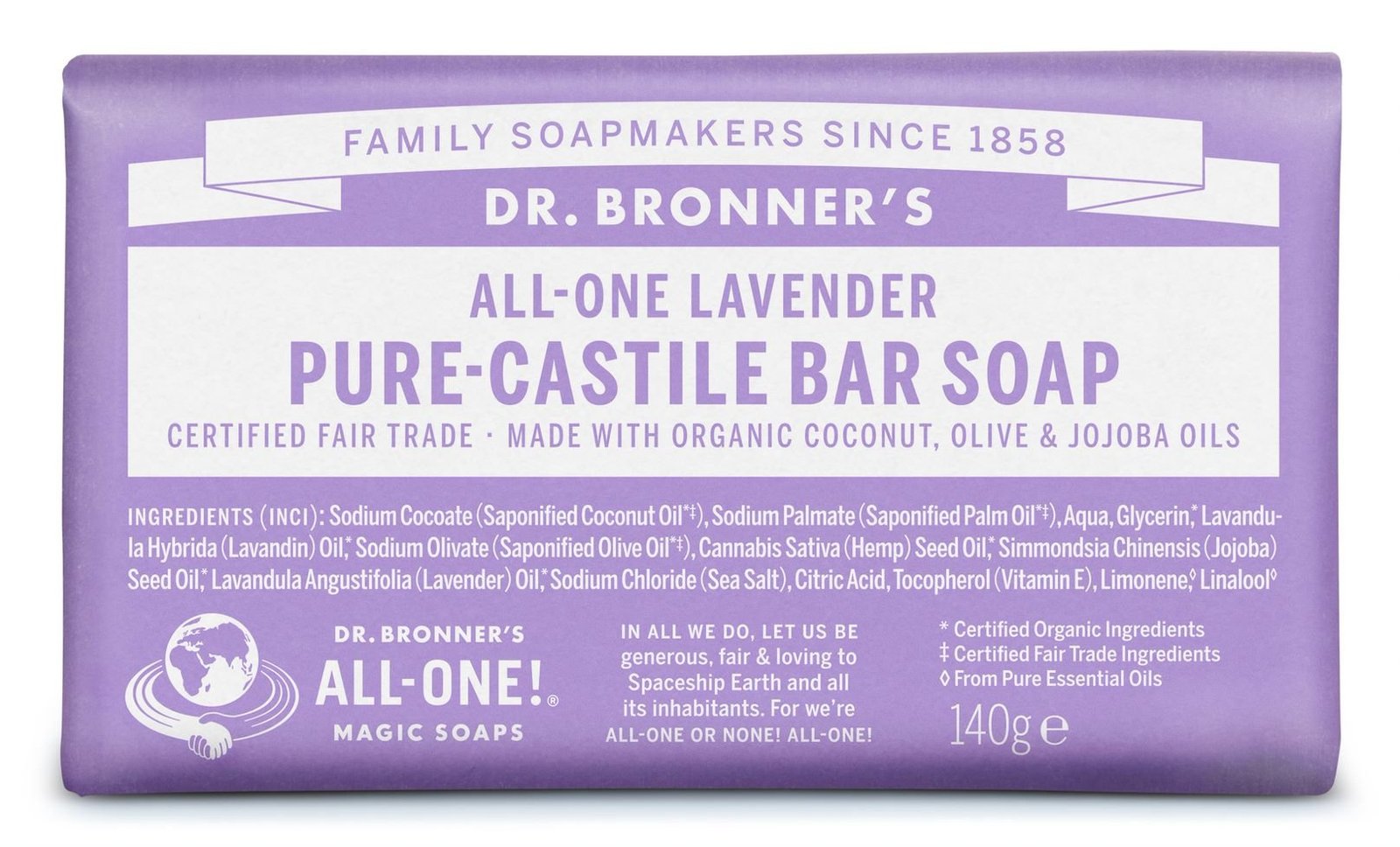 Dr. Bronner’s Lavender Bar Soap 140 g