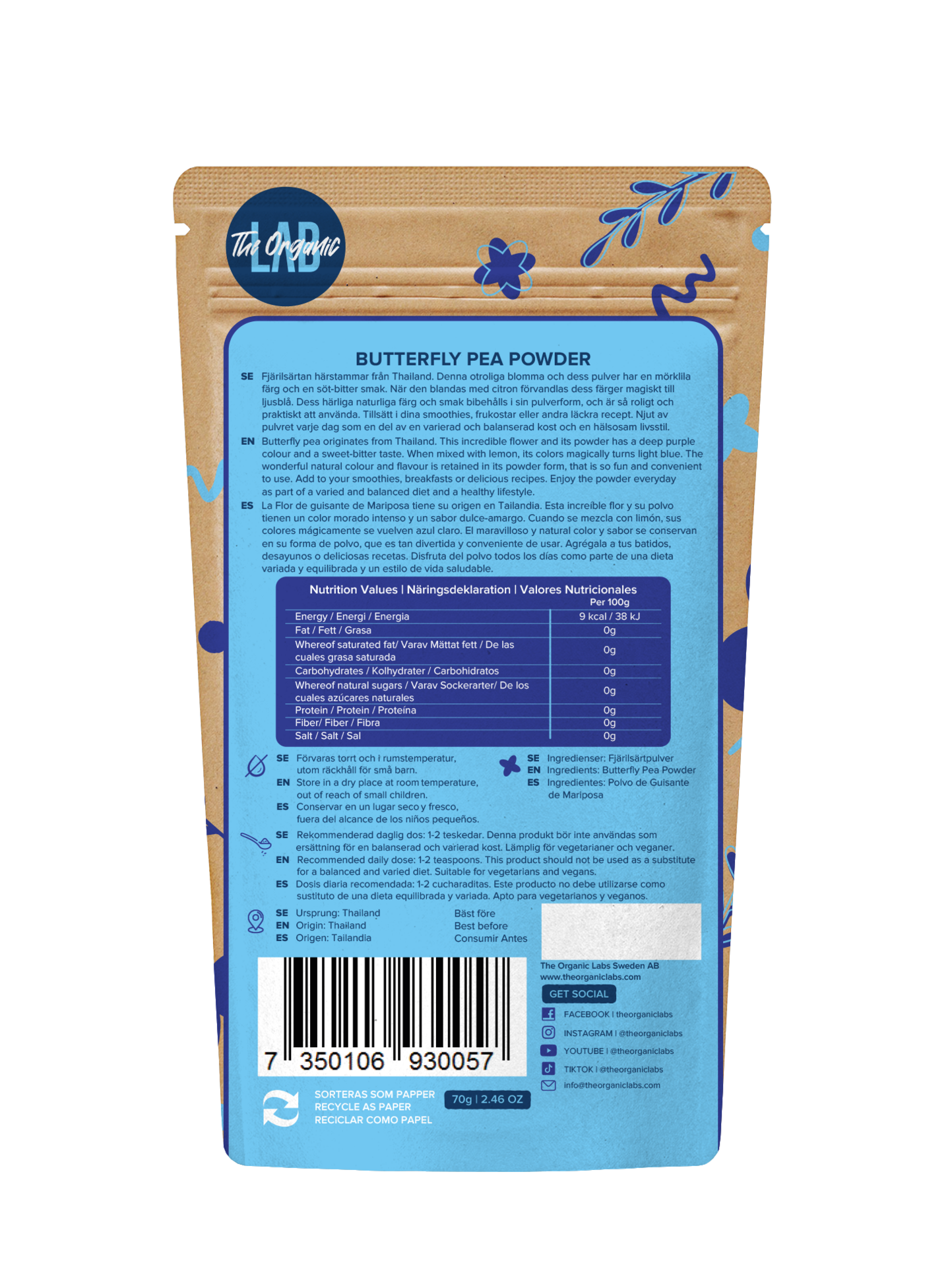 The Organic Labs Butterfly Pea Pulver 70g