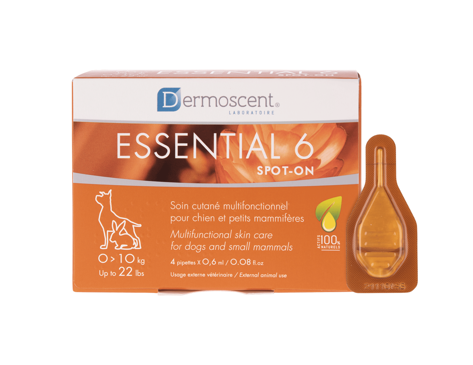 Dermoscent Essential 6® Spot-on för hundar & små däggdjur 0-10 kg 4 x 0,6 ml