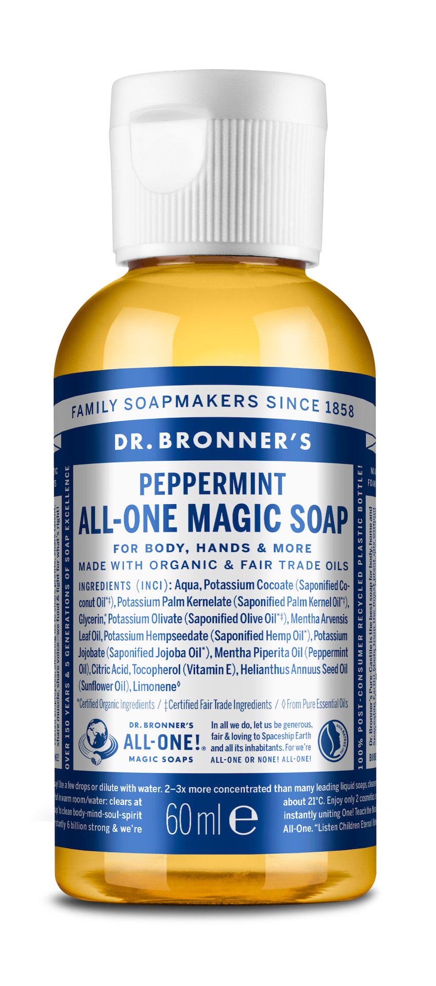 Dr Bronners All One Peppermint Liquid Soap 60 ml