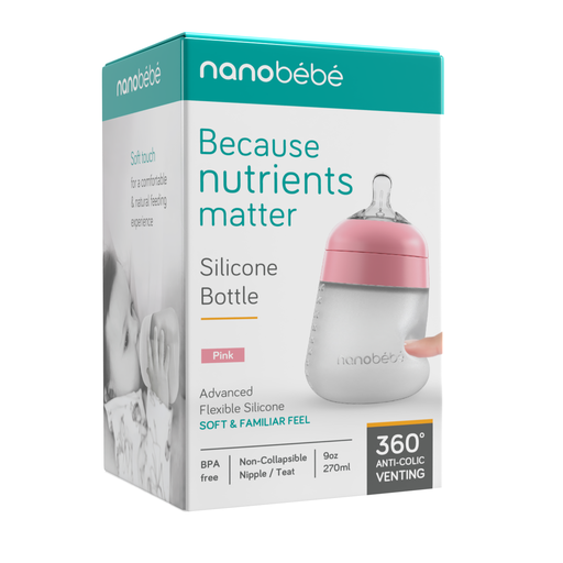 Nanobébé Flexy silikonflaska Anti-kolik Rosa 270ml