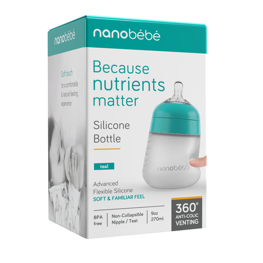 Nanobébé Flexy silikonflaska Anti-kolik Turkos 270ml