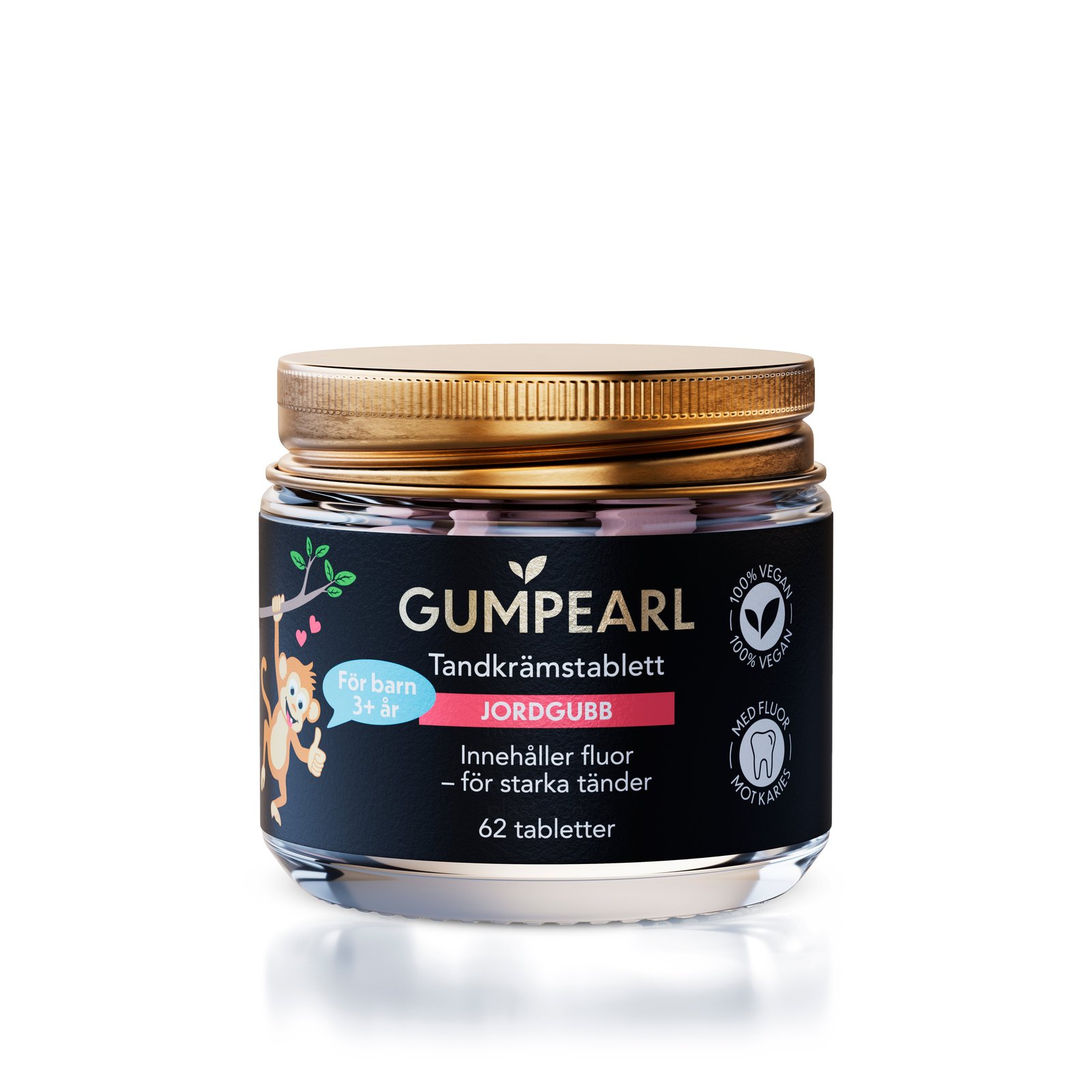 GUMPEARL Tandkrämstablett Jordgubb Refill Barn +3 år 62 st
