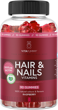 Vitayummy Hair & Nails Vitamins Raspberry 90 tuggtabletter