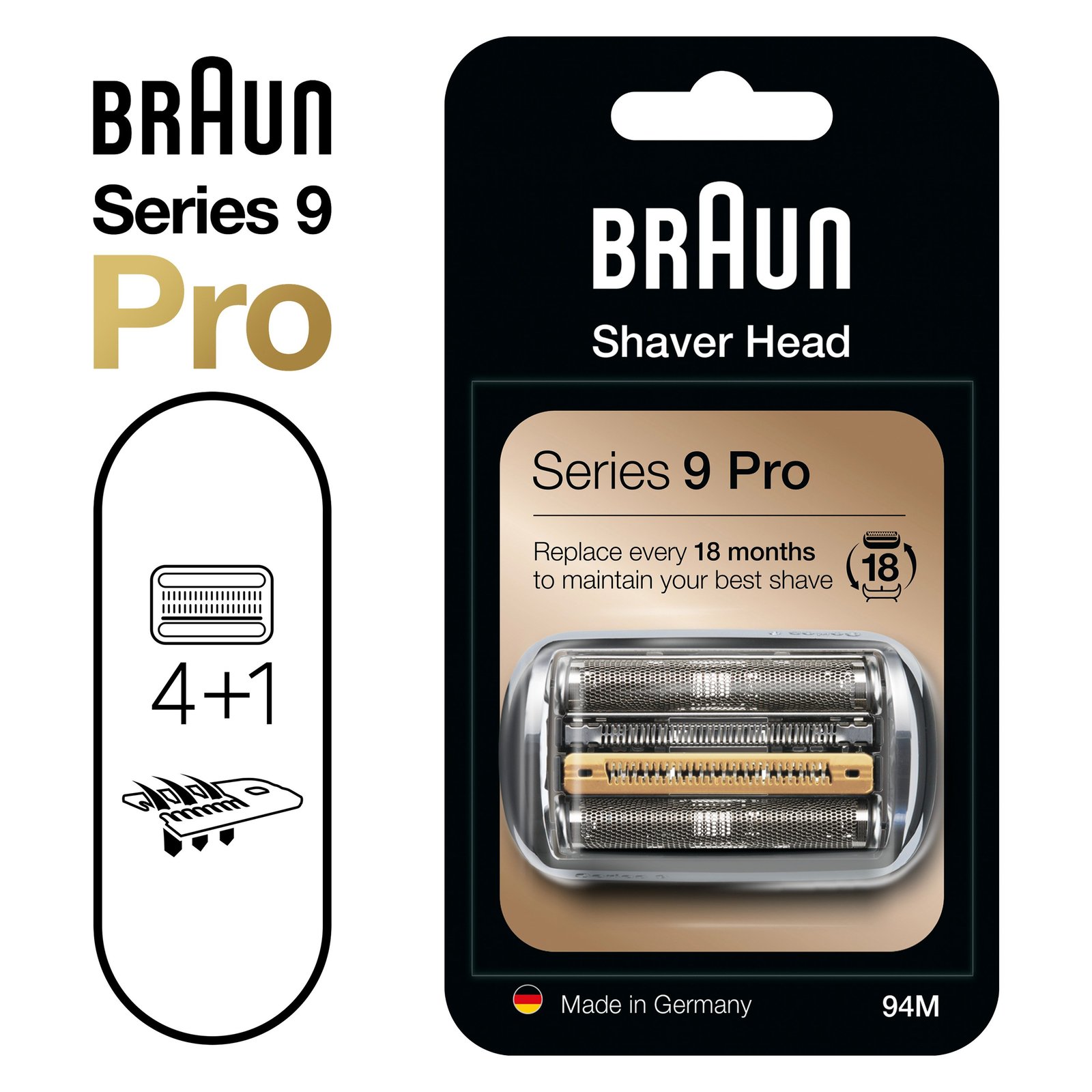 Braun Series 9 Pro 94M Byteskassett till elektriskt rakapparatshuvud 394792 Silver 1 st