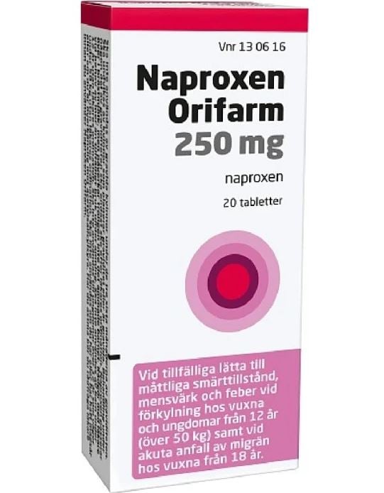 Naproxen Orifarm 250 mg Naproxen 20 tabletter