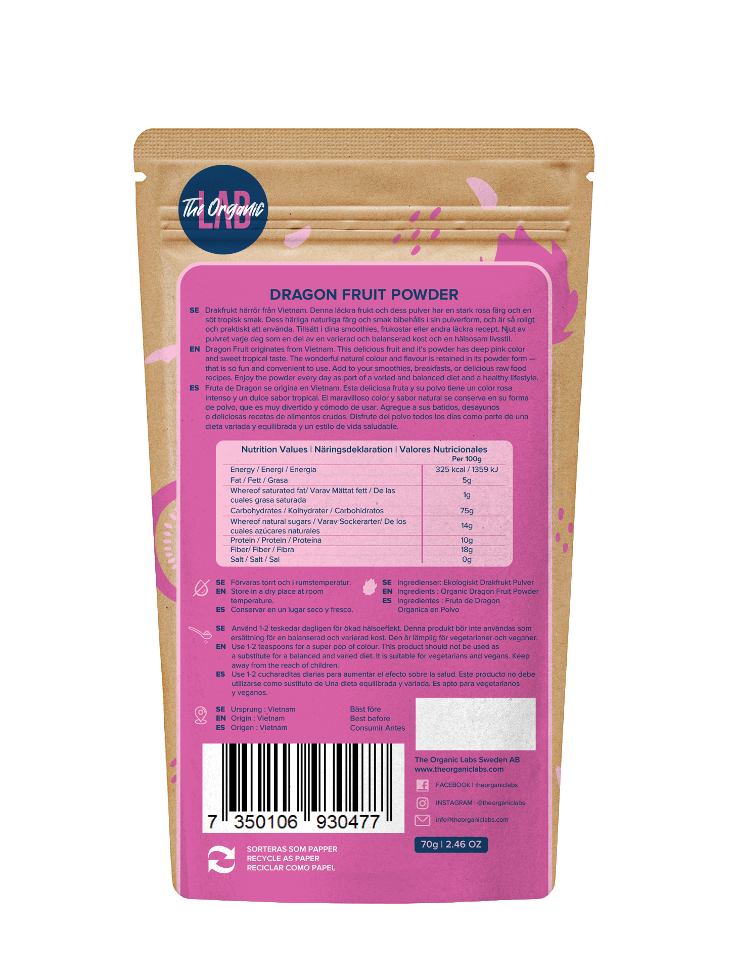 The Organic Labs Pink Pitaya 70g