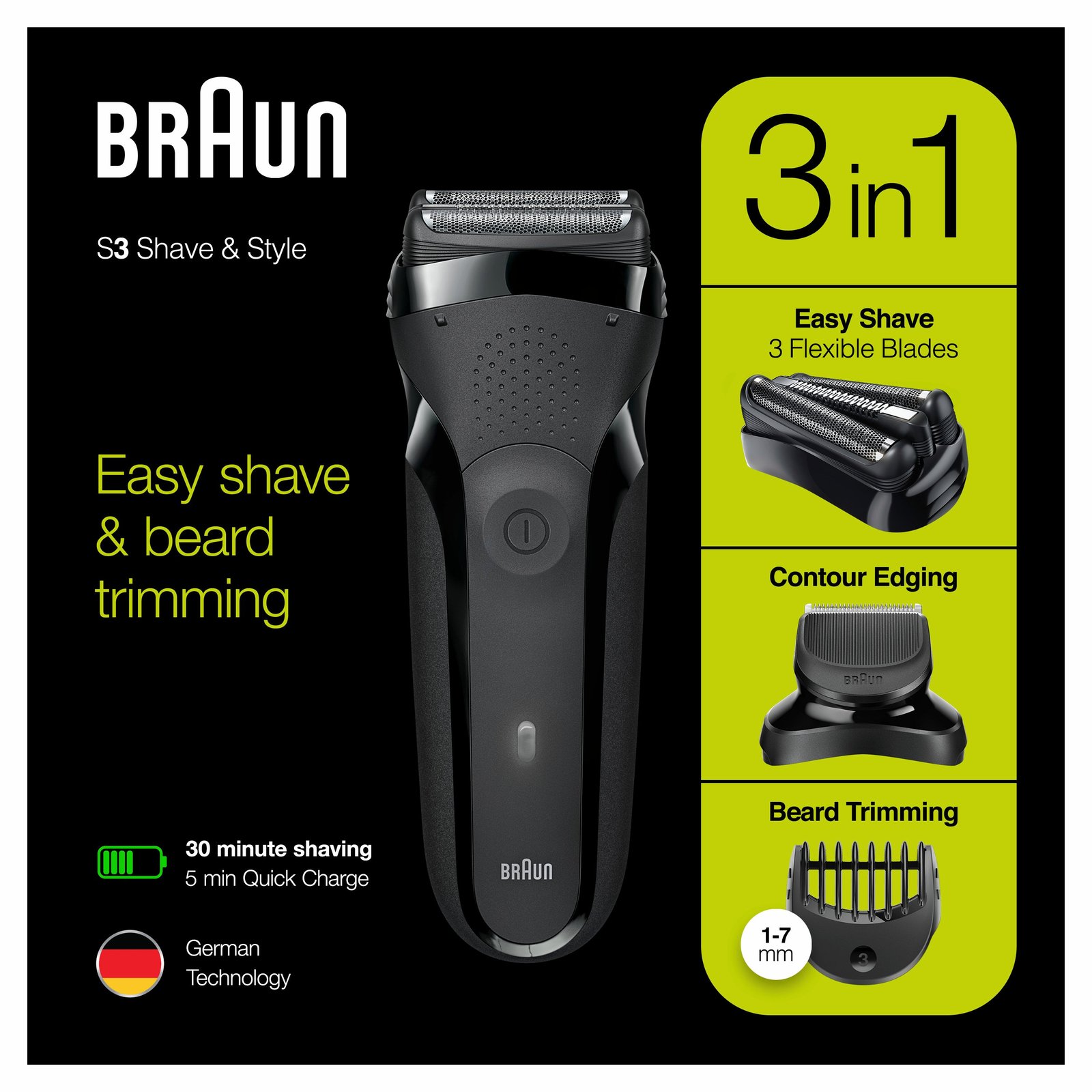 Braun Series 3 Shave & Style 300BT Rakapparat för män Black 1 st