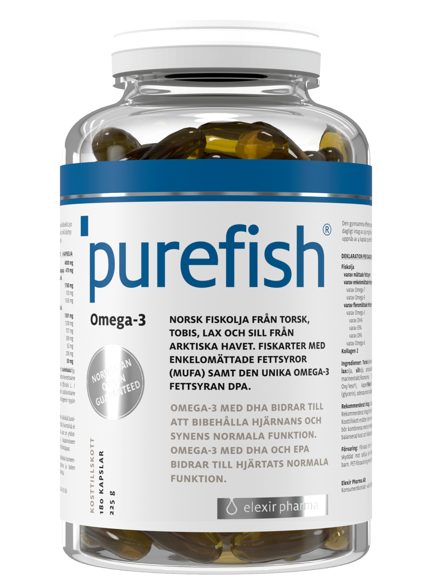 Purefish Kosttillskott med Omega-3 180 kapslar