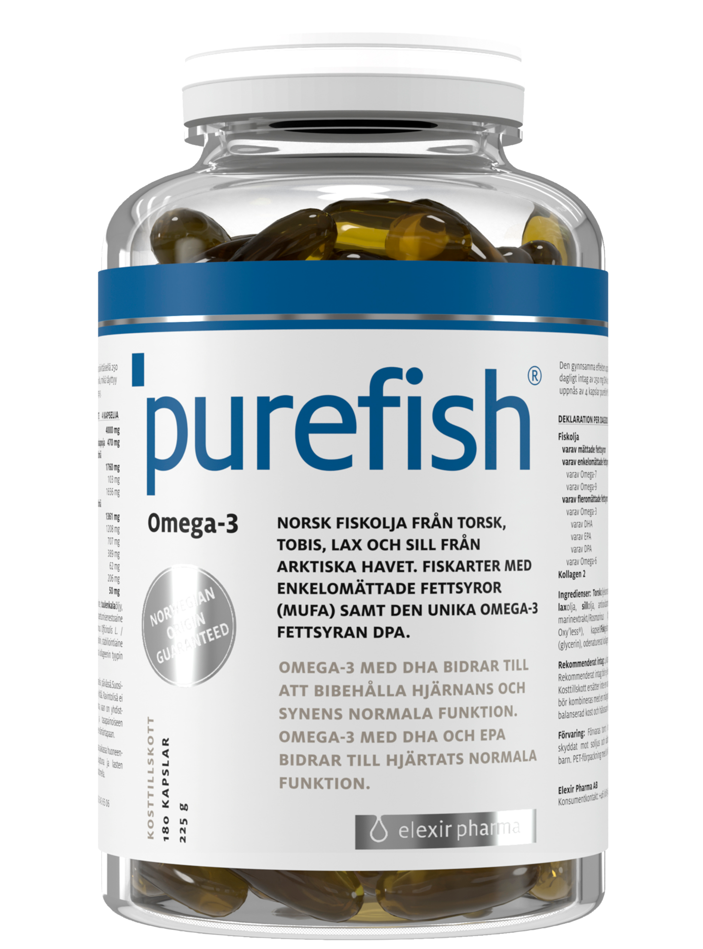 Purefish Kosttillskott med Omega-3 180 kapslar