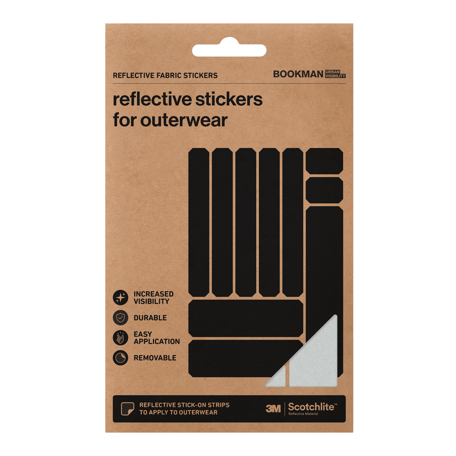 Bookman Urban Visibility Reflective Fabric Stickers Strips Silver 1 st