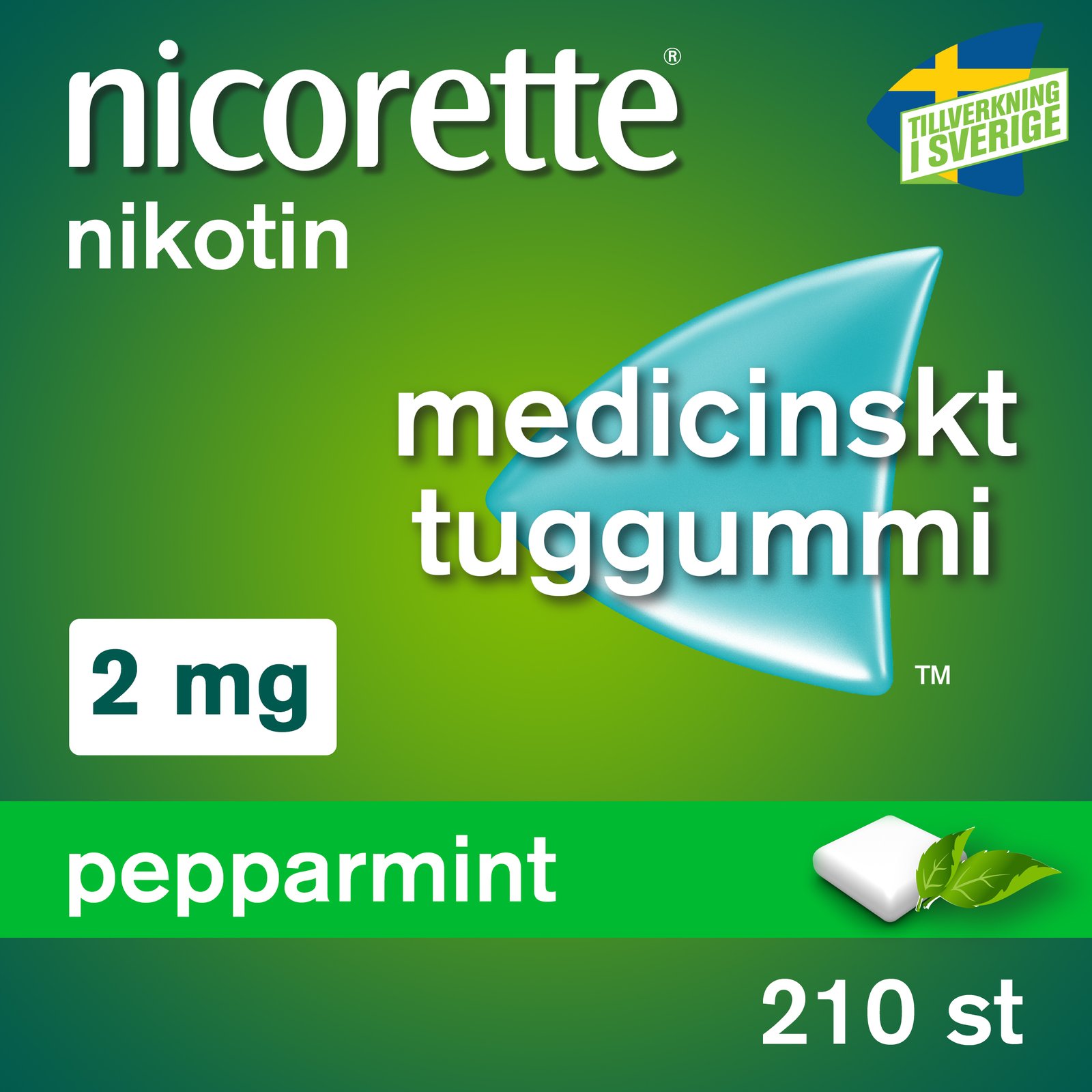 Nicorette Pepparmint Medicinskt Tuggummi 2 mg 210 st