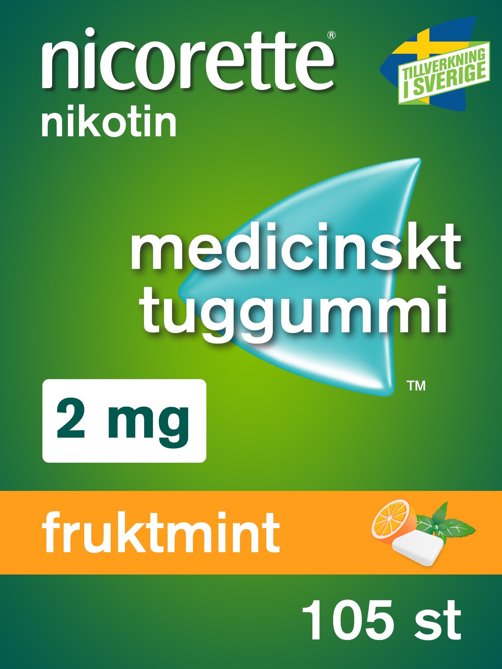 Nicorette Fruktmint Medicinskt Tuggummi 2 mg 105 st