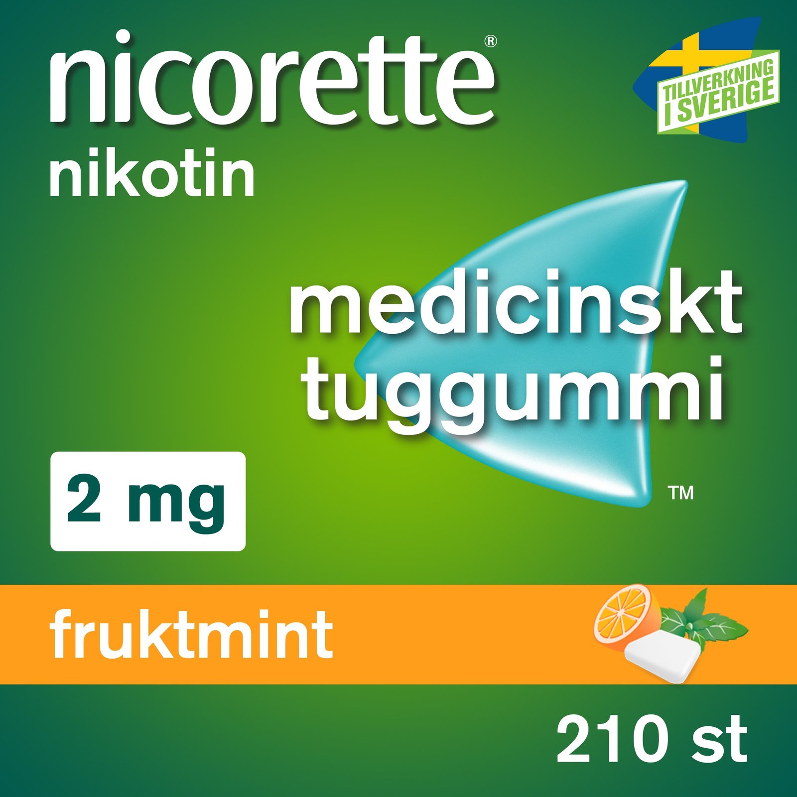 Nicorette Fruktmint Medicinskt Tuggummi 2 mg 210 st