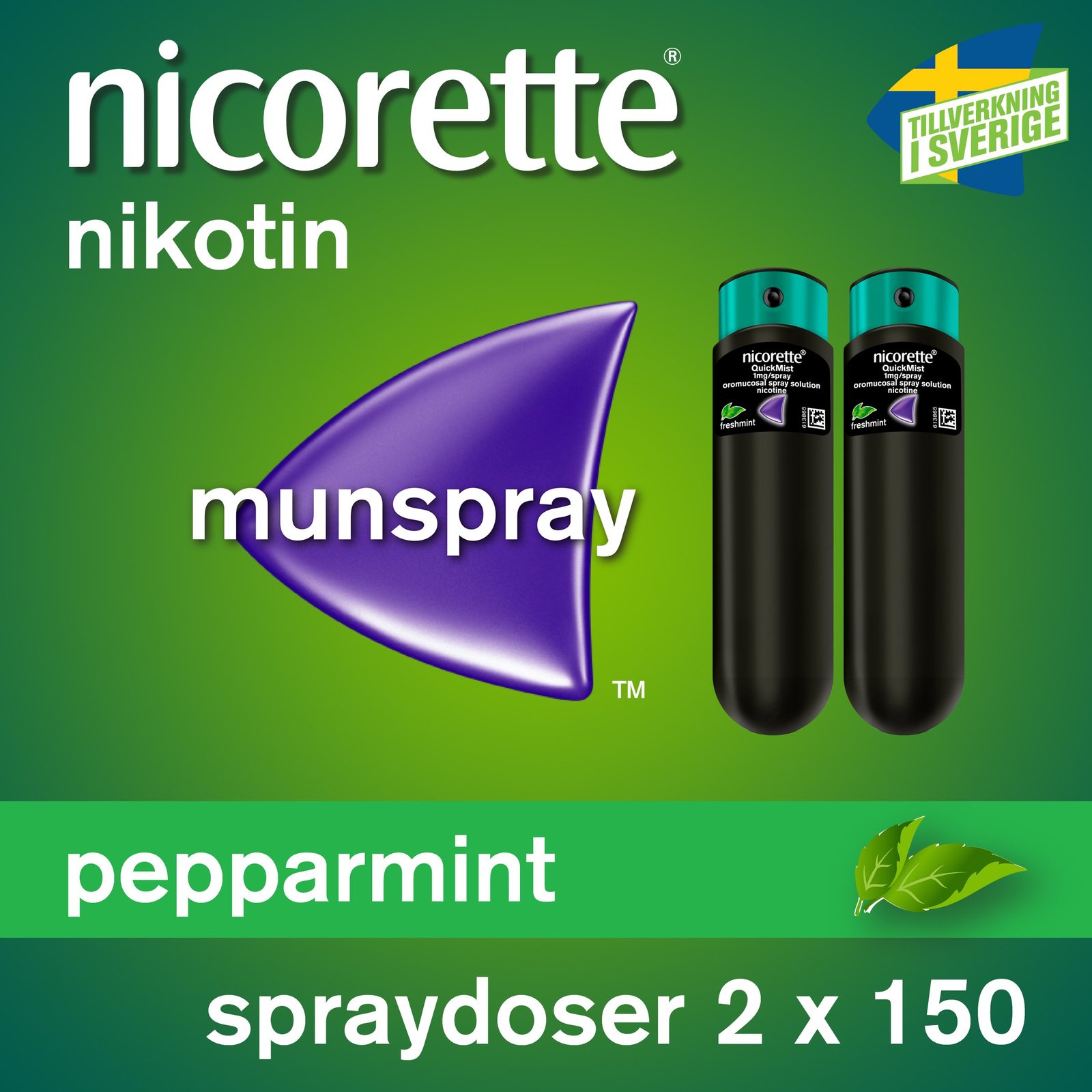 Nicorette Pepparmint Munhålespray 1 mg/spray 2 x 150 spraydoser