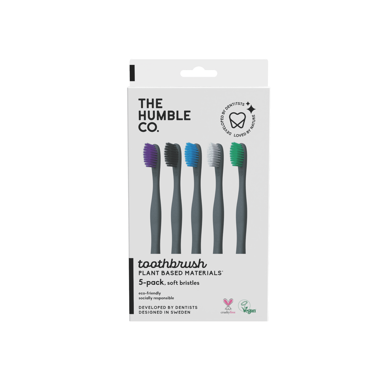 The Humble Co. Växtbaserade Tandborstar 5-pack - Blandade färger