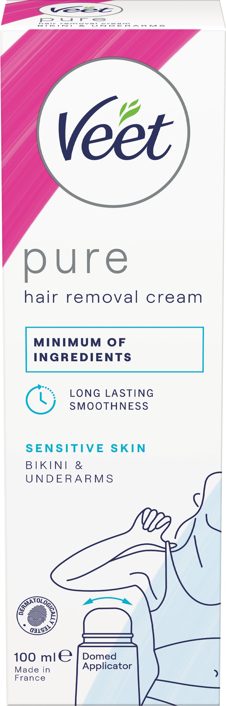 Veet Pure Hair Removal Cream Sensitive Skin Bikini & Underarm 100 ml