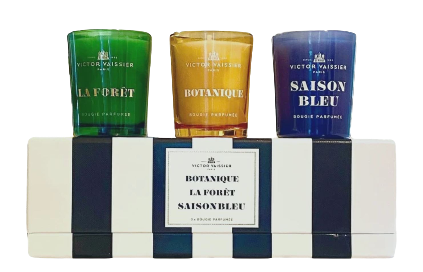 Victor Vaissier Small Scented Candles Botanique, La Forêt & Saison Bleu 3 Set