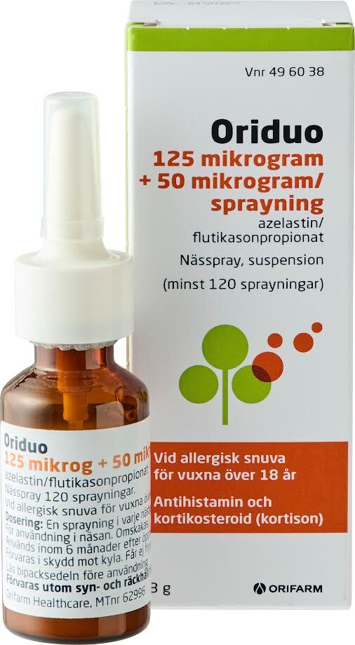 Oriduo Nässpray 125 mikrogram + 50 mikrogram/sprayning 120 sprayningar