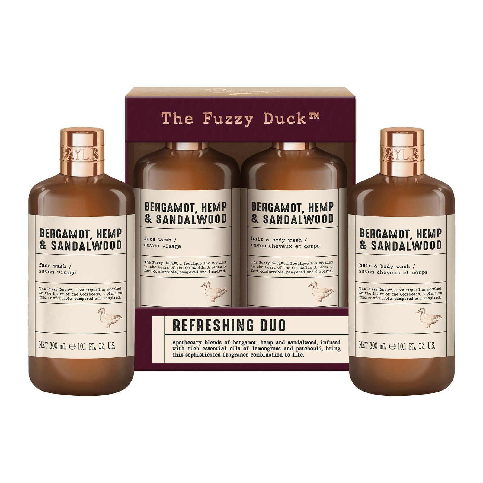 Baylis & Harding The Fuzzy Duck Men's Bergamot, Hemp & Sandalwood Duo Gift Set 600 ml