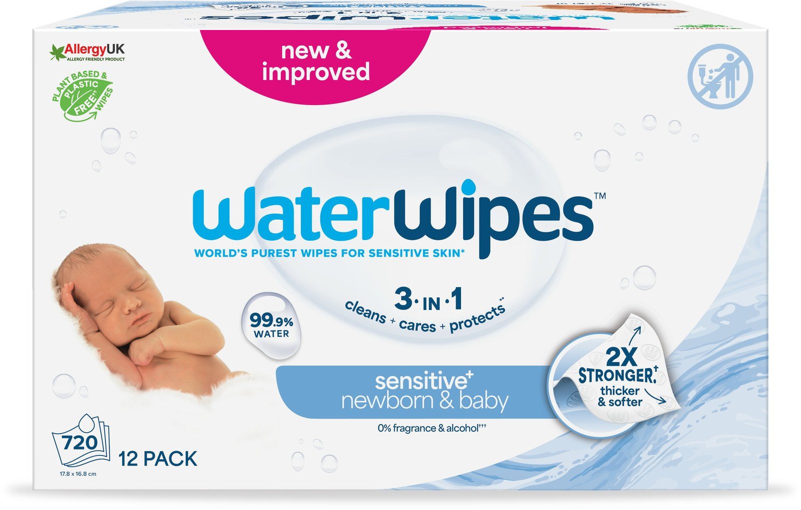 WaterWipes Våtservett Plastfri Big Pack 12 x 60 st